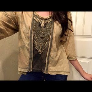 Gimmicks BKE tan mineral wash open back top XS